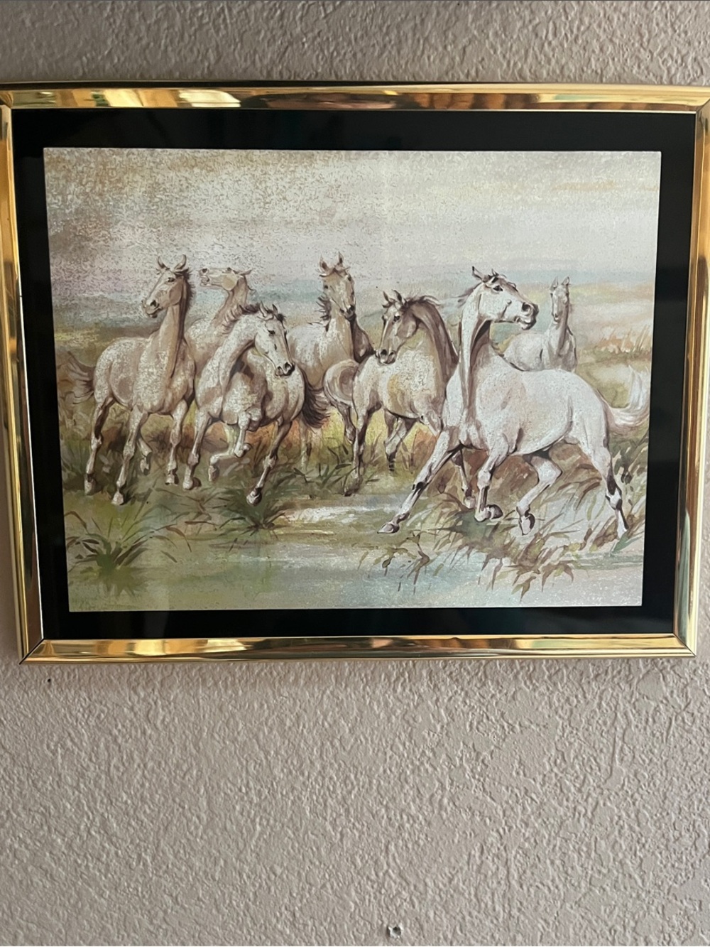 Impressions Galloping Horses Wall Art - Gold, White, Brown 8x10